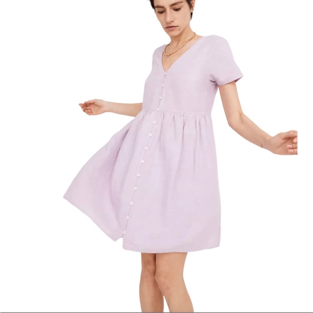 Madewell Alexandra linen blend button front mini dress